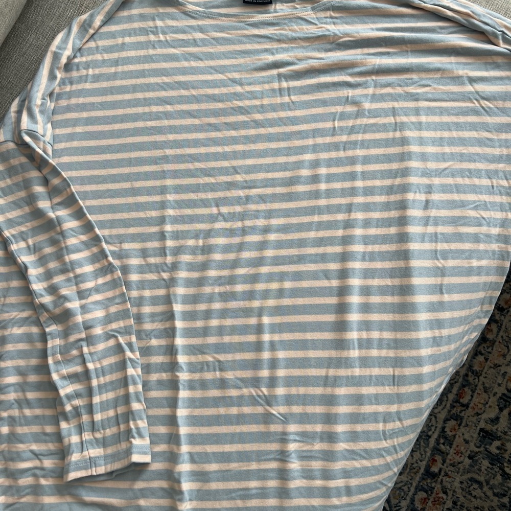 Hatch Longsleeve Tee- Sky/peach stripe